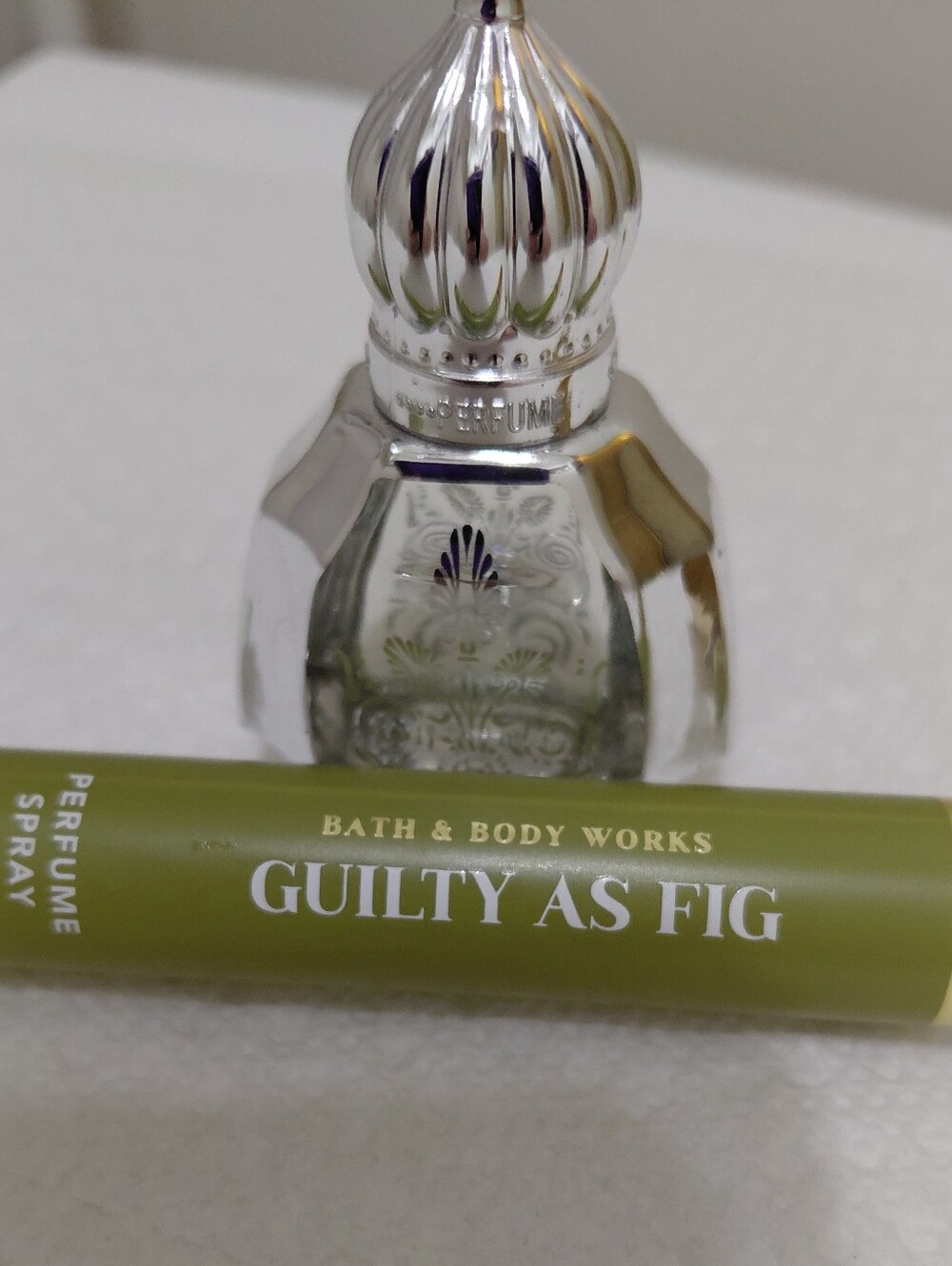 Mini Silver Foil/Filigree Design Roller Perfume Bottle + BBW Perfume